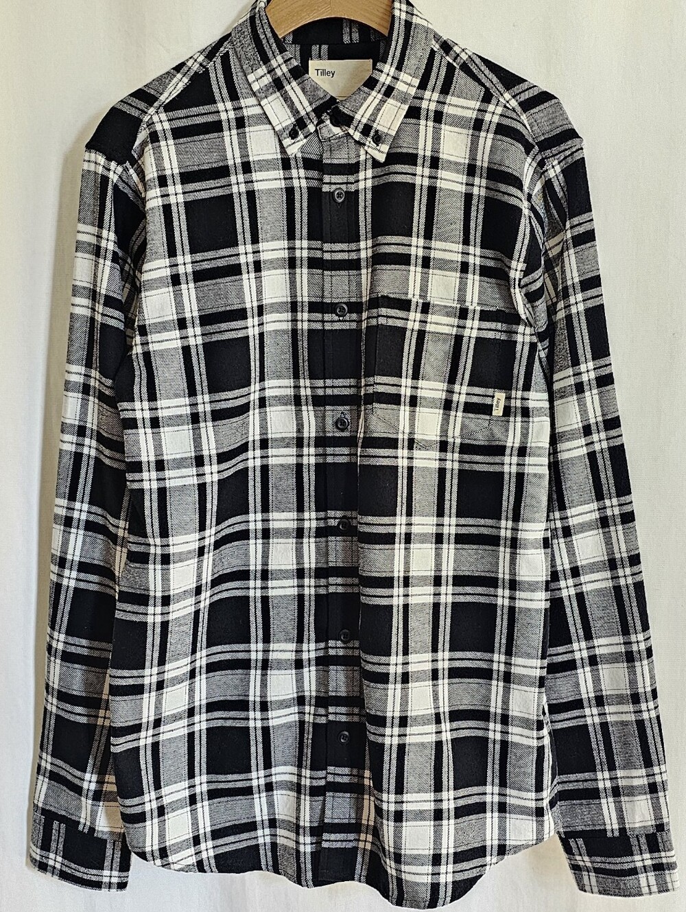 Tilley Black & White Long Sleeve Plaid Button Shirt